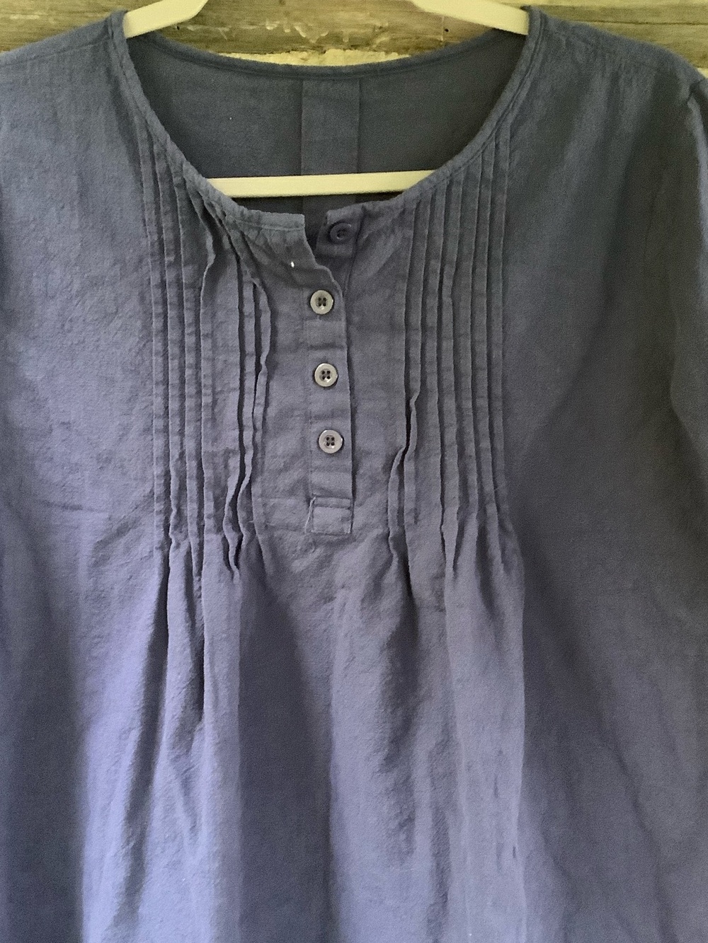 Women’s Navy Pintuck Button-Front Peasant Top - Picture 2 of 6
